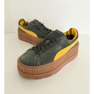 PUMA x Fenty Cleated Creeper Suede Platform Green Yellow Brazil Women's 5.5 NEW